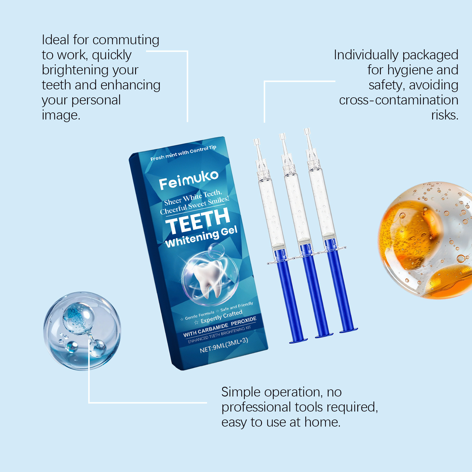 Feimuko Teeth Whitening Gel 3P - Teeth Whitening Kit recension och pris